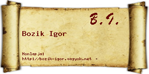 Bozik Igor névjegykártya